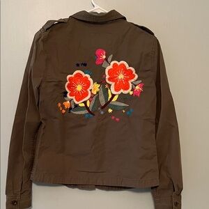 Embroidered Floral army green Jacket